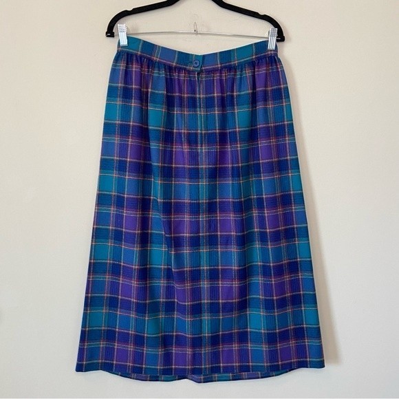 Pendleton Purple Blue Plaid Wool Maxi Skirt Size 14 - Picture 4 of 9